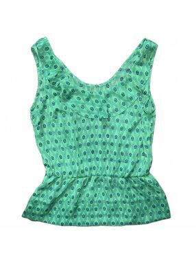 Gap Green Geometric Print Peplum Tank Top Women's Small